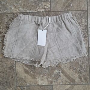 NWT Mikoh High Waist Frayed Hem Shorts in Light Tan Large Boho Summer